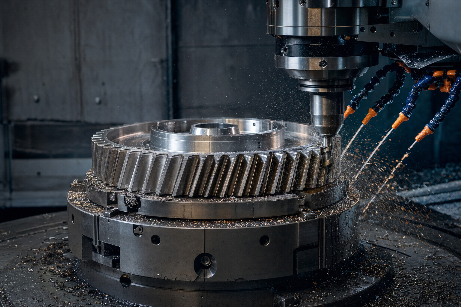 CNC-Bearbeitung eines Zahnradrohlings bei VEH Antriebstechnik